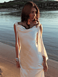 Afterglow Backless Cowl Neck Maxi Dress Off White - thumbnail 1