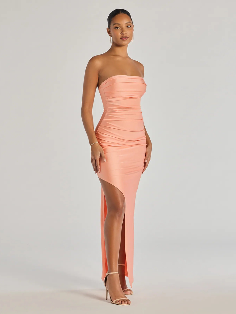 Anisley Strapless High Slit Column Formal Dress 31