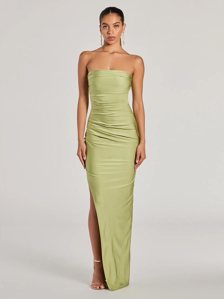 Anisley Strapless High Slit Column Formal Dress 32