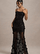 All Of Me | Black Sequin Sheer Maxi Dress With Flowers - thumbnail 6