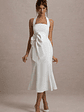 Aman | White Halter-Neck Midi Dress With Oversized Bow - thumbnail 3