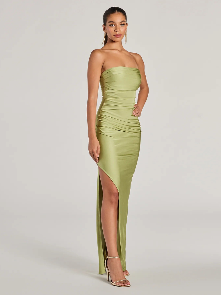 Anisley Strapless High Slit Column Formal Dress 34