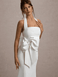 Aman | White Halter-Neck Midi Dress With Oversized Bow - thumbnail 4