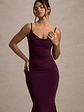 Addison | Port Cowl-Neck Open-Back Midi Dress With Lace - thumbnail 3