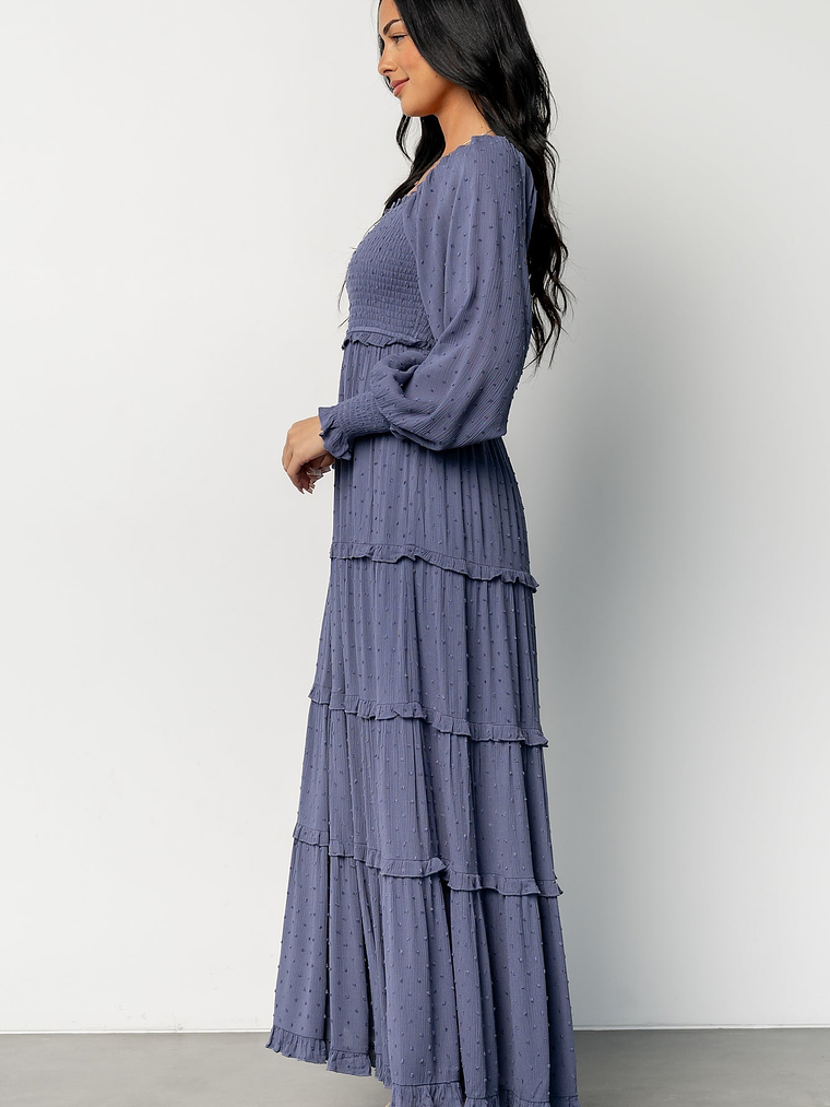 Amanda Smocked Dotted Maxi Dress | Dusk Blue 3