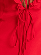 Alesya Mini Dress Ruffle Plunge Neck Long Sleeve Tie Detail Dress in Red - thumbnail 7