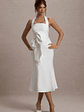 Aman | White Halter-Neck Midi Dress With Oversized Bow - thumbnail 6