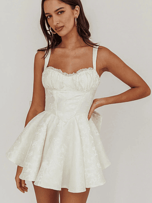 All To You Jacquard Bow Romper White