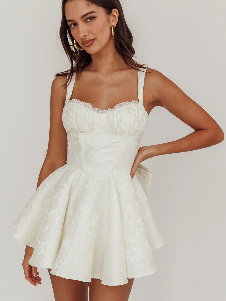 All To You Jacquard Bow Romper White 1