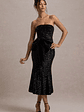 Adee | Black Sequin Velvet Halter-Neck Midi Dress With Bow - thumbnail 5
