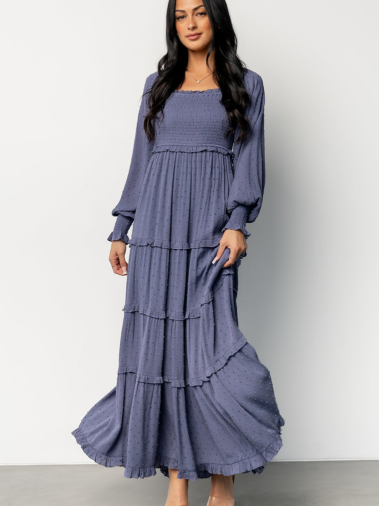Amanda Smocked Dotted Maxi Dress | Dusk Blue 5
