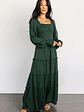 Amanda Smocked Dotted Maxi Dress | Evergreen - thumbnail 5