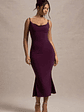 Addison | Port Cowl-Neck Open-Back Midi Dress With Lace - thumbnail 6