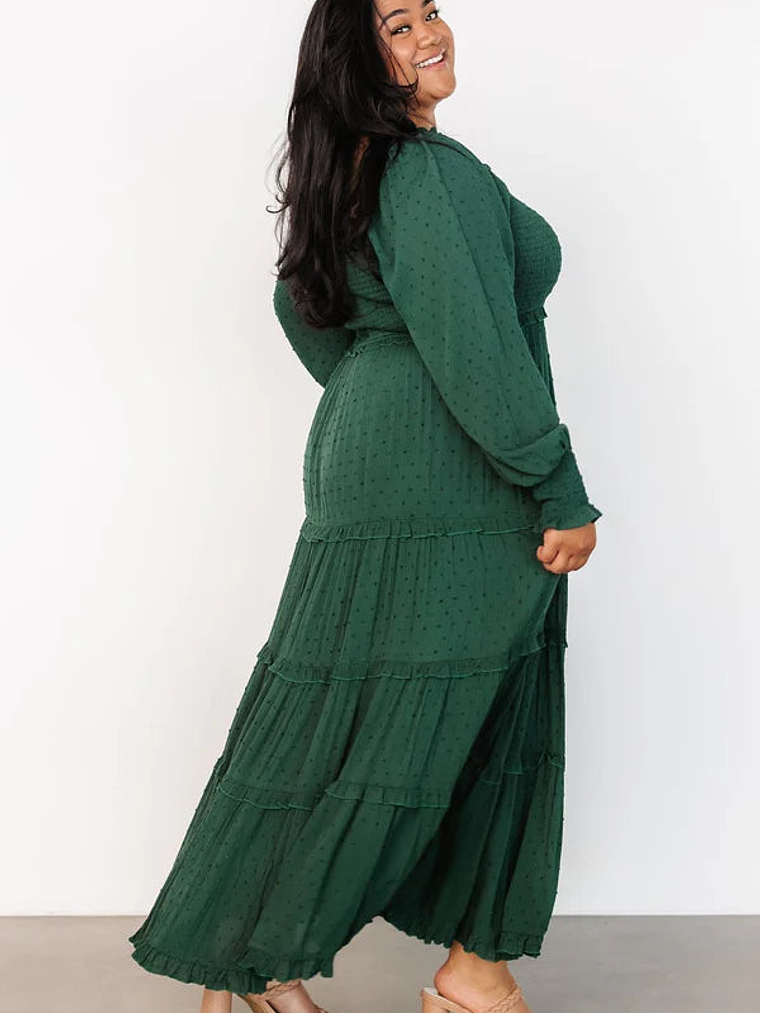 Amanda Smocked Dotted Maxi Dress | Evergreen 6