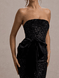 Adee | Black Sequin Velvet Halter-Neck Midi Dress With Bow - thumbnail 7