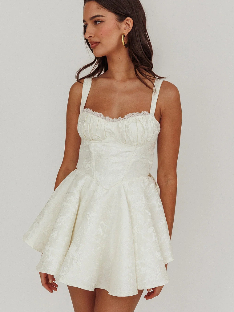 All To You Jacquard Bow Romper White 5