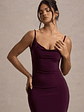 Addison | Port Cowl-Neck Open-Back Midi Dress With Lace - thumbnail 7