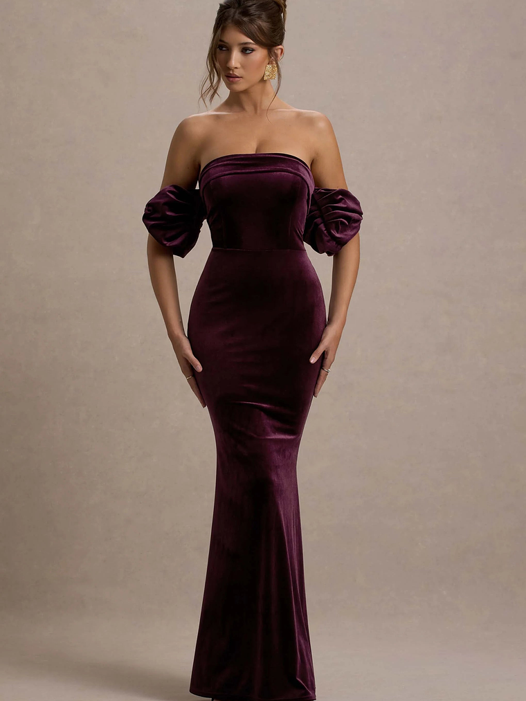 Amandine | Port Velvet Bardot Maxi Dress 1