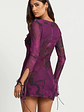 Alesya Mini Dress Ruffle Plunge Neck Long Sleeve Tie Detail Dress in Royal Adeana - thumbnail 5