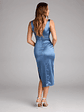 Alex Satin V-Neck Slit Midi Formal Dress - thumbnail 2