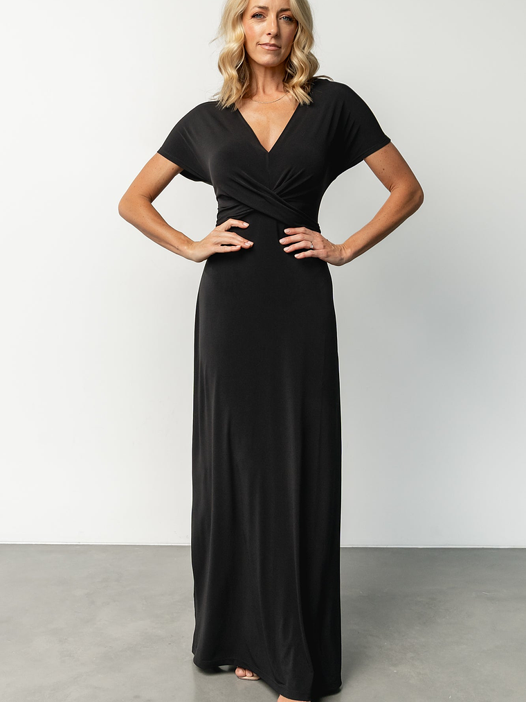 Annaeli Cross Front Maxi Dress | Black 1