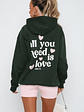All You Need Is Love Hoodie Forest Green - thumbnail 4