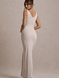 Analissa | Champagne Asymmetric Draped Maxi Dress With Split - thumbnail 2
