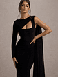 Ashini | Black One-Sleeve Maxi Dress With Cape - thumbnail 3