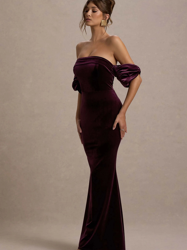 Amandine | Port Velvet Bardot Maxi Dress 4
