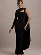 Ashini | Black One-Sleeve Maxi Dress With Cape - thumbnail 4