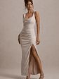 Analissa | Champagne Asymmetric Draped Maxi Dress With Split - thumbnail 5