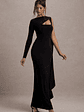 Ashini | Black One-Sleeve Maxi Dress With Cape - thumbnail 5