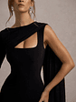 Ashini | Black One-Sleeve Maxi Dress With Cape - thumbnail 6