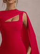 Ashini | Red One-Sleeve Maxi Dress With Cape - thumbnail 6