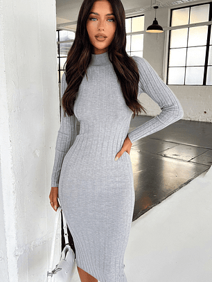Ardent Long Sleeve Midi Dress - Grey