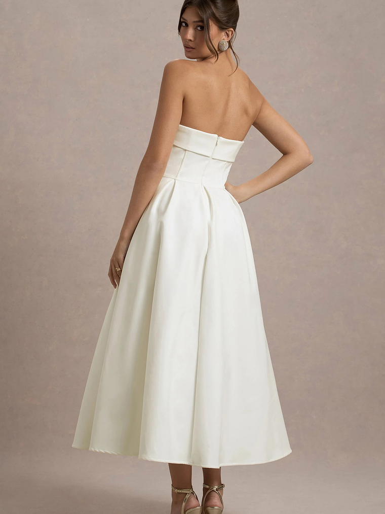 Annalise | Ecru Bandeau Skater Midi Dress 2