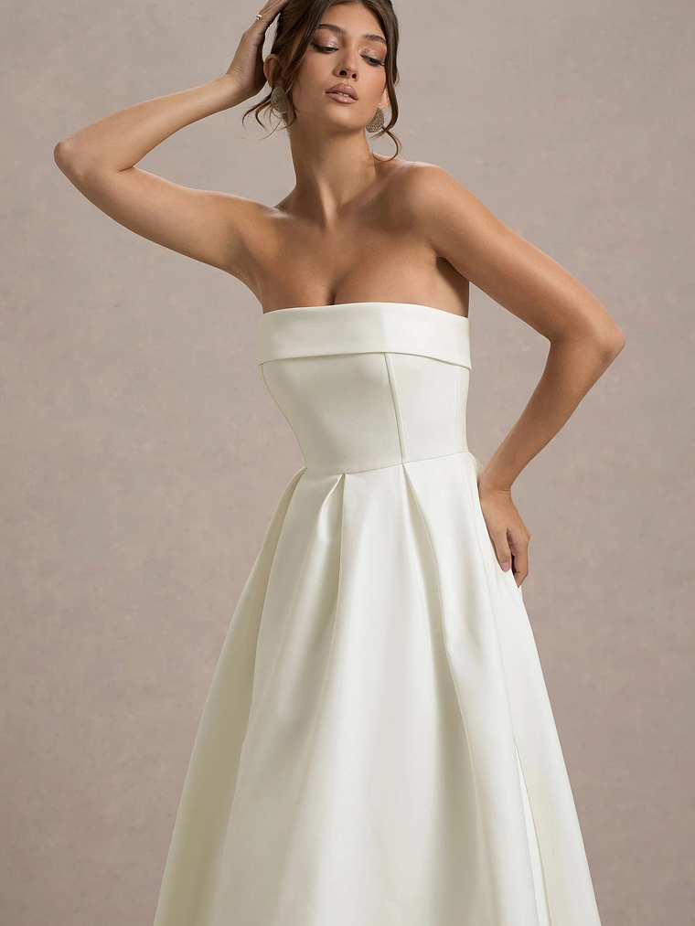 Annalise | Ecru Bandeau Skater Midi Dress 3