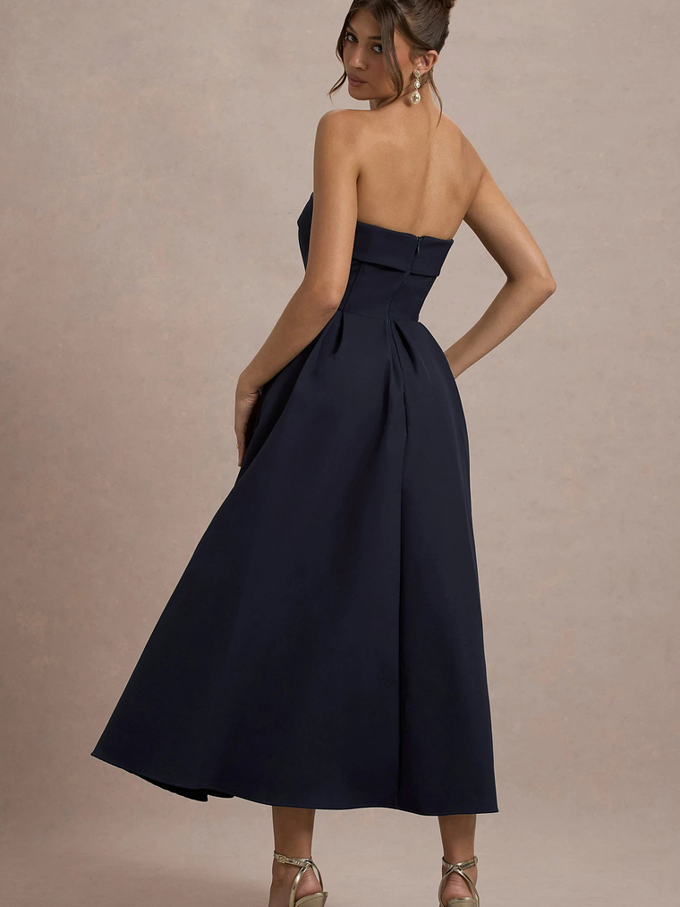 Annalise | Navy Bandeau Skater Midi Dress 2