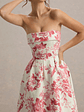 Annalise | Pink Porcelain Print Bandeau Skater Midi Dress - thumbnail 3