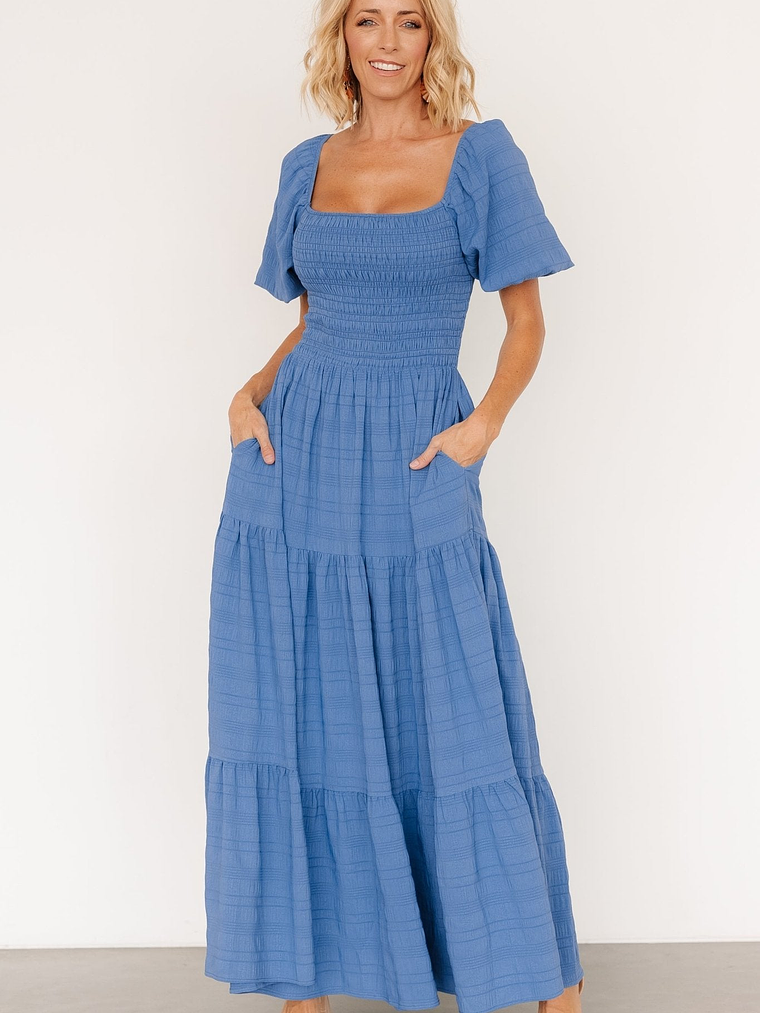 Amaya Smocked Dress | Blue 1