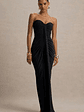 Ali | Black Sweetheart Ruched Wrap Maxi Dress - thumbnail 1