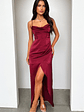 Aiana Satin Maxi Dress - Burgundy - thumbnail 3