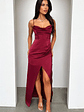Aiana Satin Maxi Dress - Burgundy - thumbnail 4