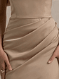 Annie | Champagne Satin Bardot Maxi Dress With Split Wrap Skirt - thumbnail 6