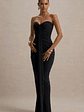 Ali | Black Sweetheart Ruched Wrap Maxi Dress - thumbnail 3