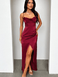 Aiana Satin Maxi Dress - Burgundy - thumbnail 5