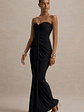 Ali | Black Sweetheart Ruched Wrap Maxi Dress - thumbnail 4
