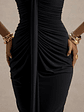 Ali | Black Sweetheart Ruched Wrap Maxi Dress - thumbnail 6