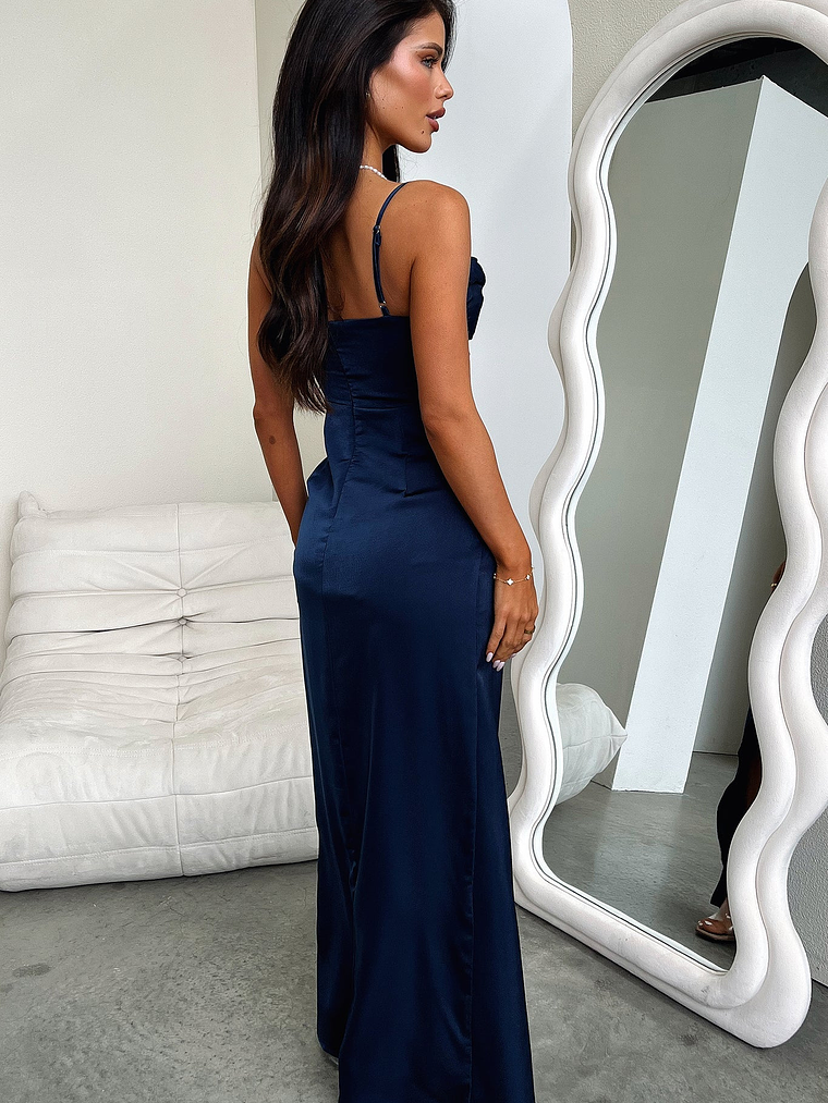 Aiana Satin Maxi Dress - Navy 6