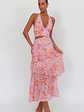 Aura Points Halterneck Cut-Out Maxi Dress Floral Lilac - thumbnail 1